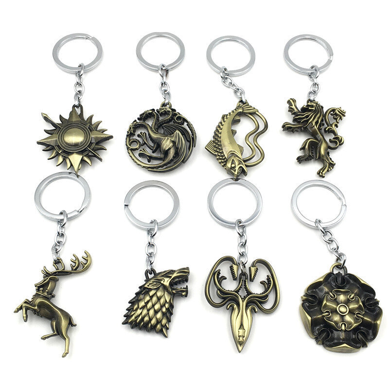 Брелок для ключей с изображением фильма сезона 8 престолов, дом Старка, голова Волка значок-подвеска, брелок на цепочке, сувенирные аксессуары, подарок