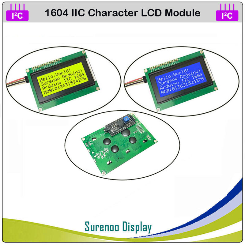 シリアル iic/I2C/twi 1604 164 16*4 文字の lcd モジュール表示黄、緑、青とバックライト arduino のための