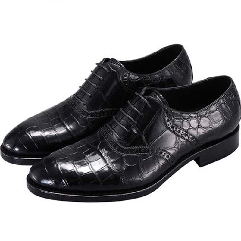 Duanshe novo crocodilo sapatos masculinos verão couro de crocodilo genuíno negócios lazer sapatos de crocodilo esculpir padrões