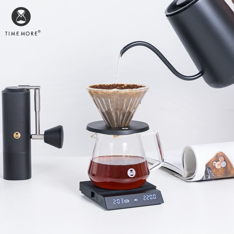 TIMEMORE Store-báscula de cocina de café Espresso con espejo negro, nuevo Panel de pesaje con luz USB, Mini Digital
