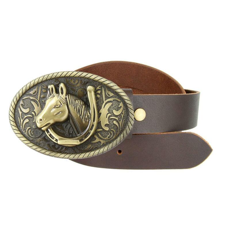 Cinturón de cabeza de caballo de aleación para hombre, vaquero occidental, hebilla, accesorios de moda