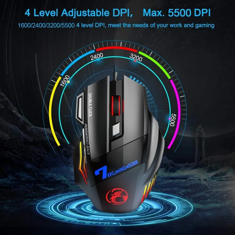 Ergonomische Wired Gaming Maus LED 5500 DPI USB Computer Maus Gamer RGB Mäuse X7 Stille Mause Mit Hintergrundbeleuchtung Kabel Für PC Laptop
