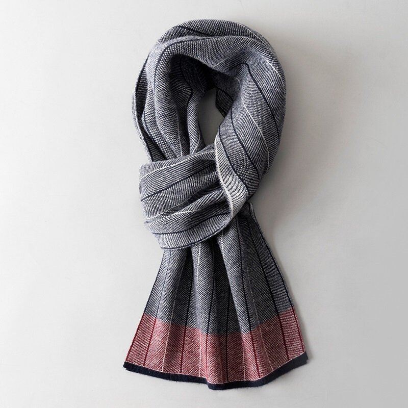 Bufanda de lana 100% para Hombre, chales cálidos para el cuello, Pashmina para exteriores, de negocios, de invierno