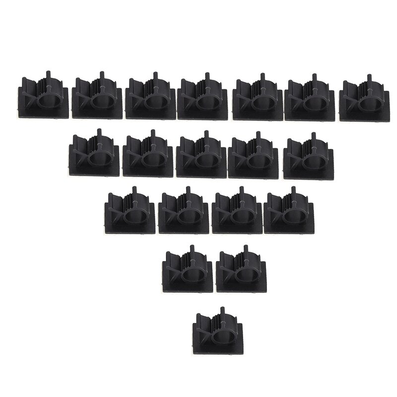 20 pces preto ajustável plástico grampos de cabo autoadesivo carro cabo clipes fio organizador