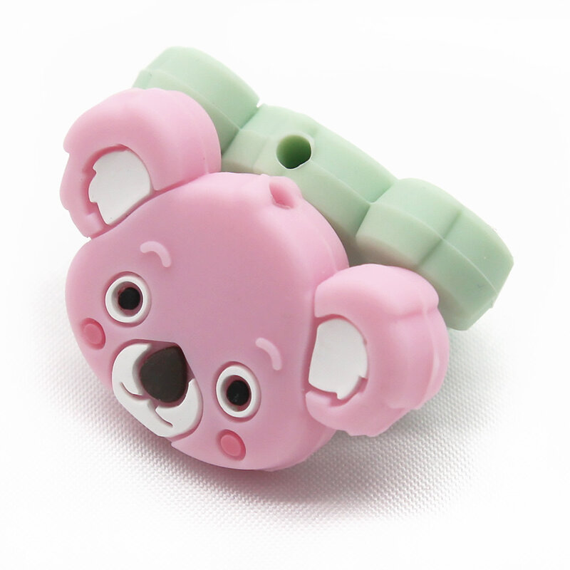 น่ารัก-Idea 5Pcs ซิลิโคนหัวหมีโคอาล่า Teethers Baby Teething ลูกปัดมุก DIY เด็ก Pacifier Chain ของเล่นเด็กผลิตภัณฑ์