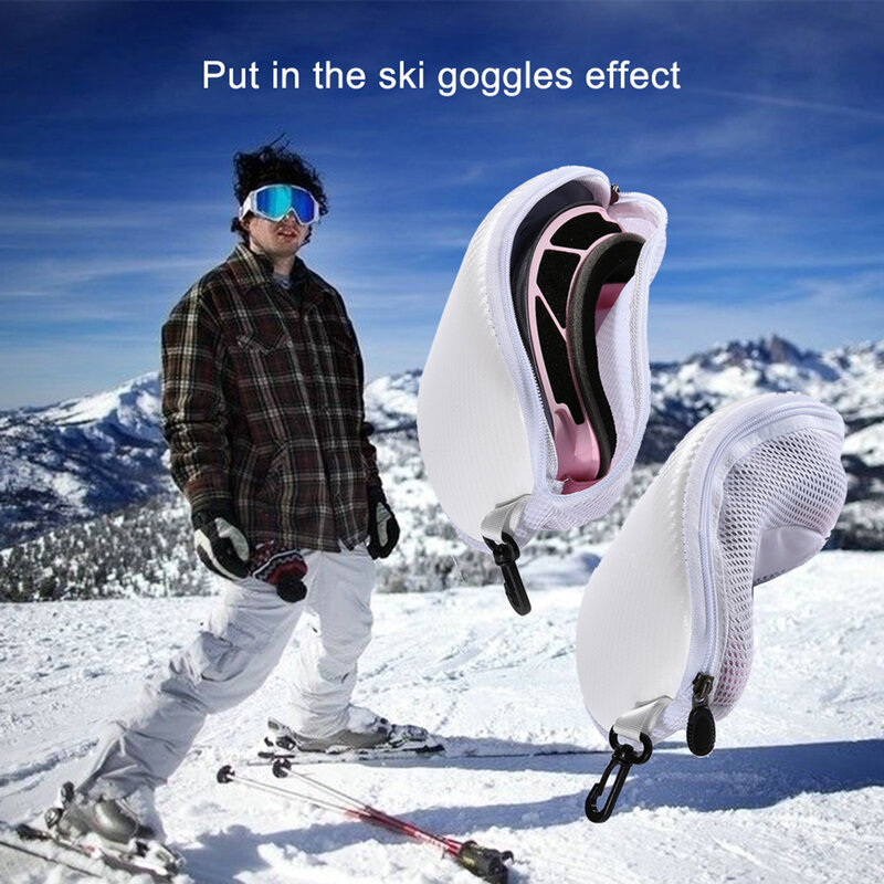 Ski Snow Goggle Protector Case sem óculos, Anti-choque, Caixa impermeável de óculos de motocicleta, Zíper de armazenamento