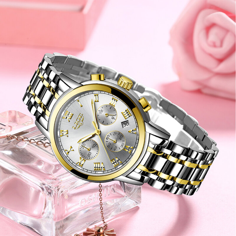 女性のための高級ステンレス鋼クォーツ時計,女性のための流行の腕時計,耐水性,デジタルギフト,2023