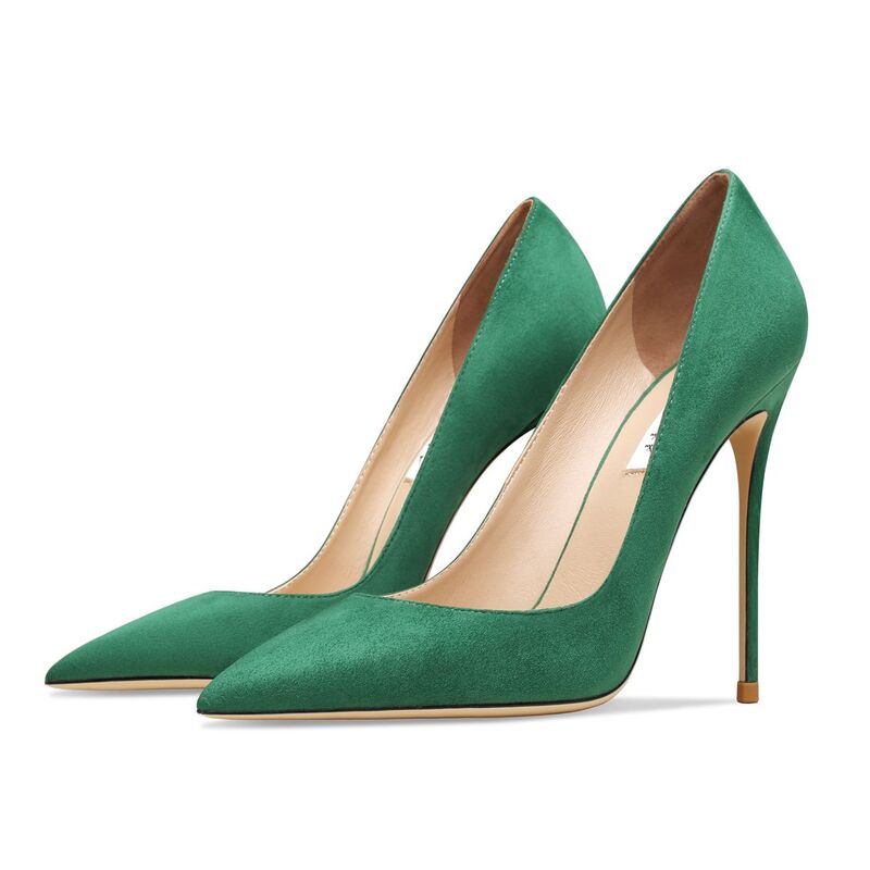 Sapatos de designer de couro genuíno mulher apontou dedo do pé camurça saltos altos 8/10cm clássicos bombas sapatos femininos elegantes sapatos de escritório 33-41