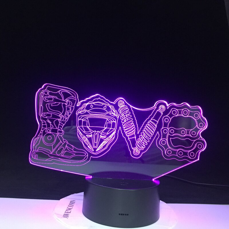 الإبداعية ثلاثية الأبعاد أضواء ليلية LED الميكانيكية الحب النمذجة 7 ألوان تغيير الإنارة الجدول مصباح ديكور المنزل المشجعين الهدايا