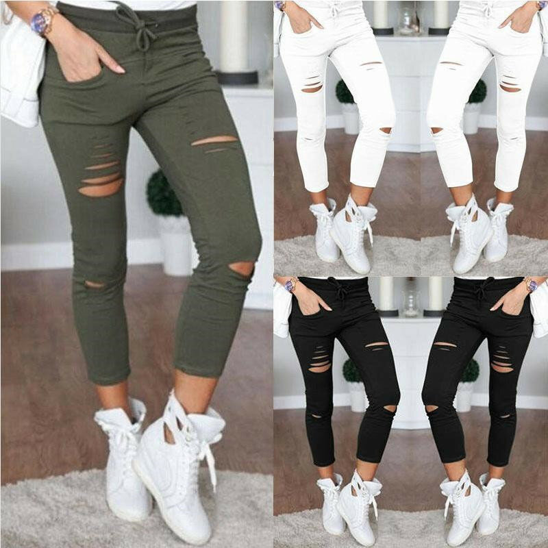 2023 Novos Jeans Rasgados Para As Mulheres Novas Calças Rasgadas Stretch Calças Lápis Leggings Mulheres Jean Casual Slim Ladies Jeans