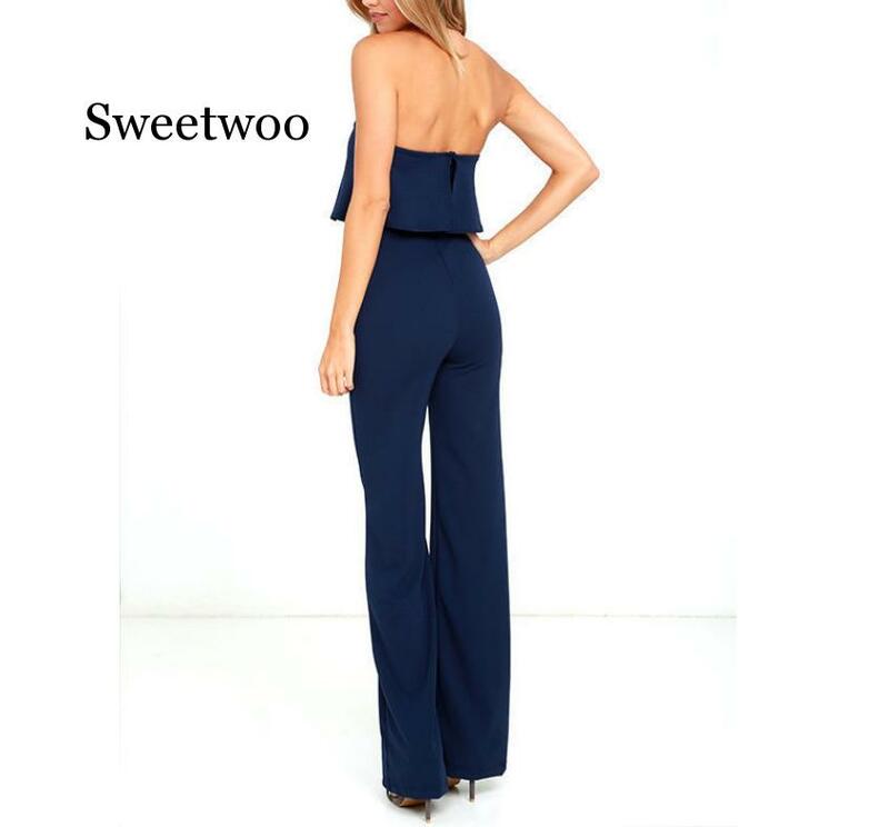 Sexy Women Off Shoulder Bodysuit Summer Casual Bodycon Wrap Chest Wide Legs Jumpsuit Trousers Pants Rompers Overalls