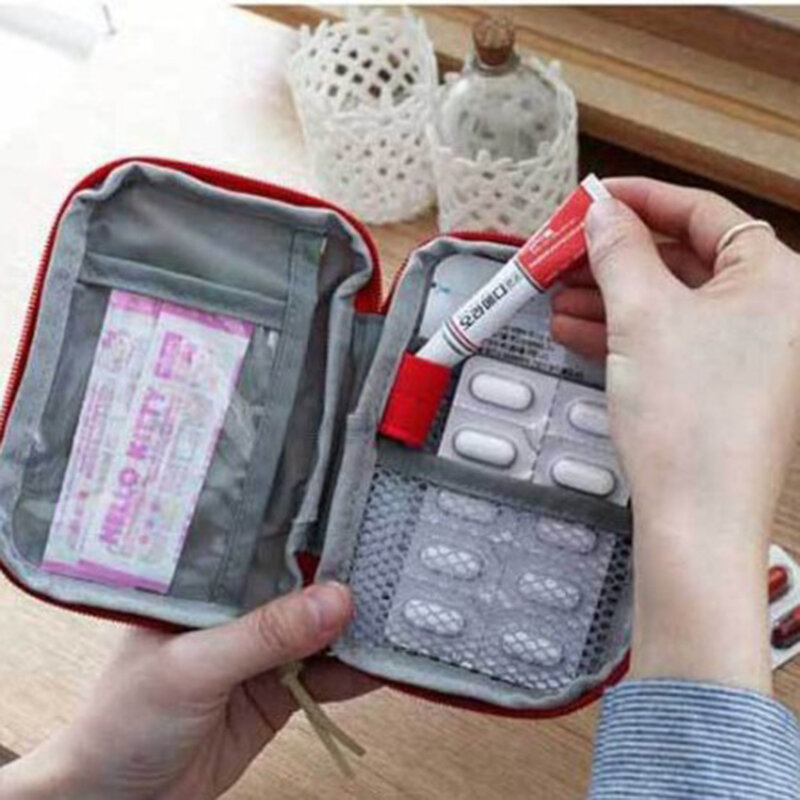 Pertolongan Pertama Kit Medis Perjalanan Luar Ruangan Berkemah Berguna Portabel Mini Tas Penyimpanan Obat Berkemah Darurat Tas Bertahan Hidup Kasus Pil