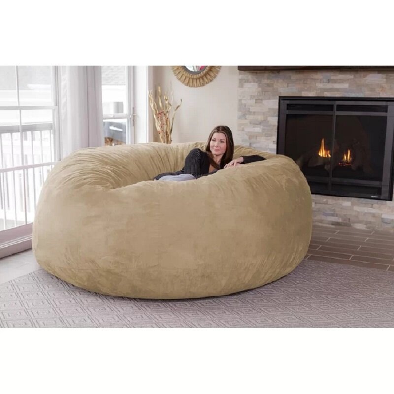 Dropshipping grande macio microsuede saco de feijão sofá capa cadeira jumbo sala estar confortável beanbag casaco para relaxar
