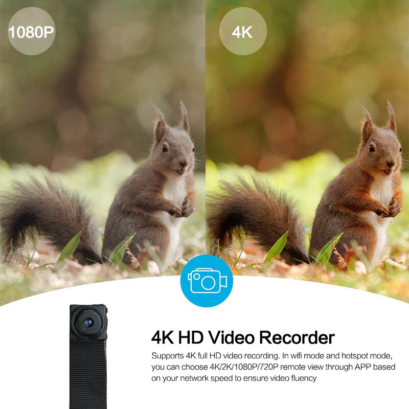 Kamera Wifi Mini HD 4K 1080P, kamera nirkabel P2P portabel kendali jarak jauh, kamera deteksi gerakan mikro Streaming langsung DV