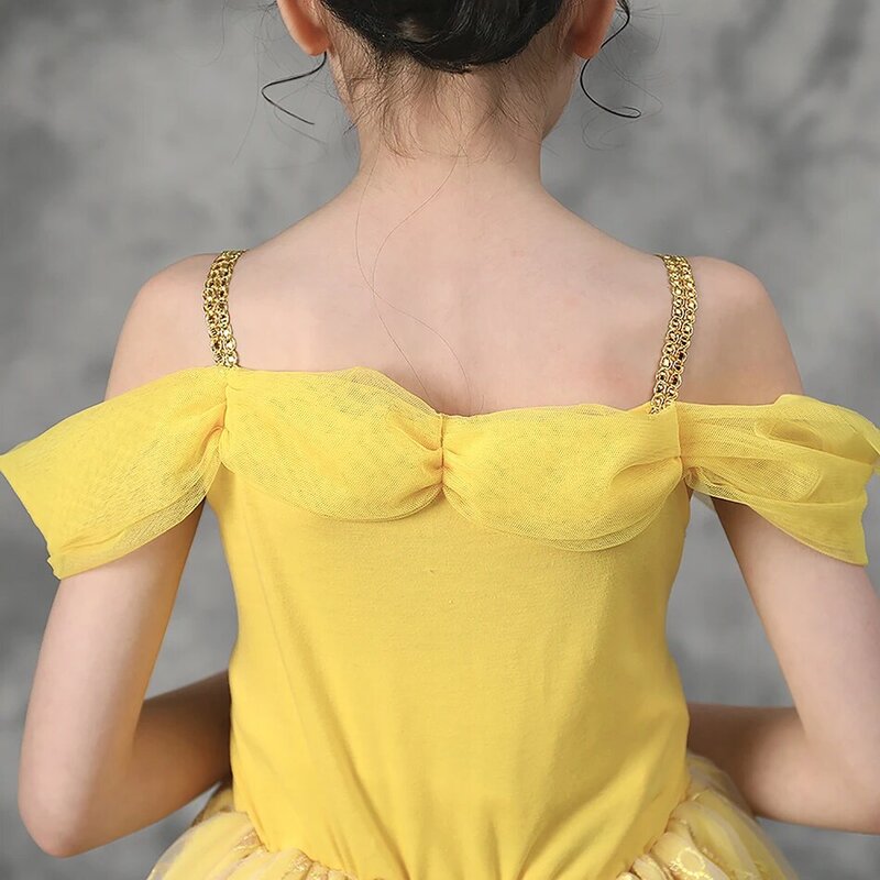 Belle Dress Girl Princess Dresses Kids Summer Cosplay Costume  Birthday Halloween Party Children Beauty and the Beast Clothing