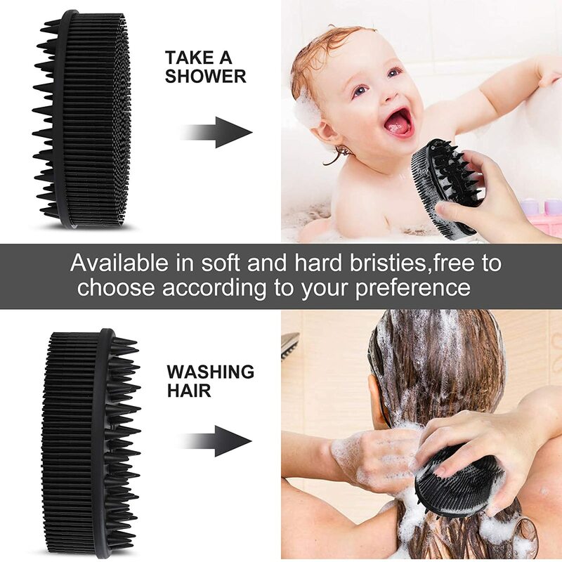 Exfoliating Silicone Body Brush,2 in 1 Bath and Shampoo Brush,Wet and Dry Scalp Massager,Premium Silicone Loofah,Lathers Well