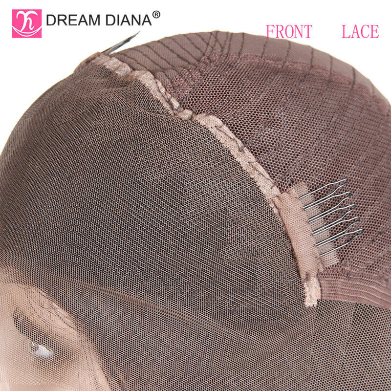 Peruca dream-deina ondulada, contorno frontal sem cola, peruca de cabelo humano, remy, densidade 150, 13x4