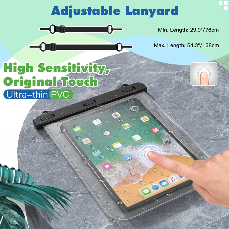 Ipad 삼성 샤오미용 범용 방수 태블릿 케이스, 수영 건조 가방 수중 케이스 방수 가방 전화 파우치 커버 비치