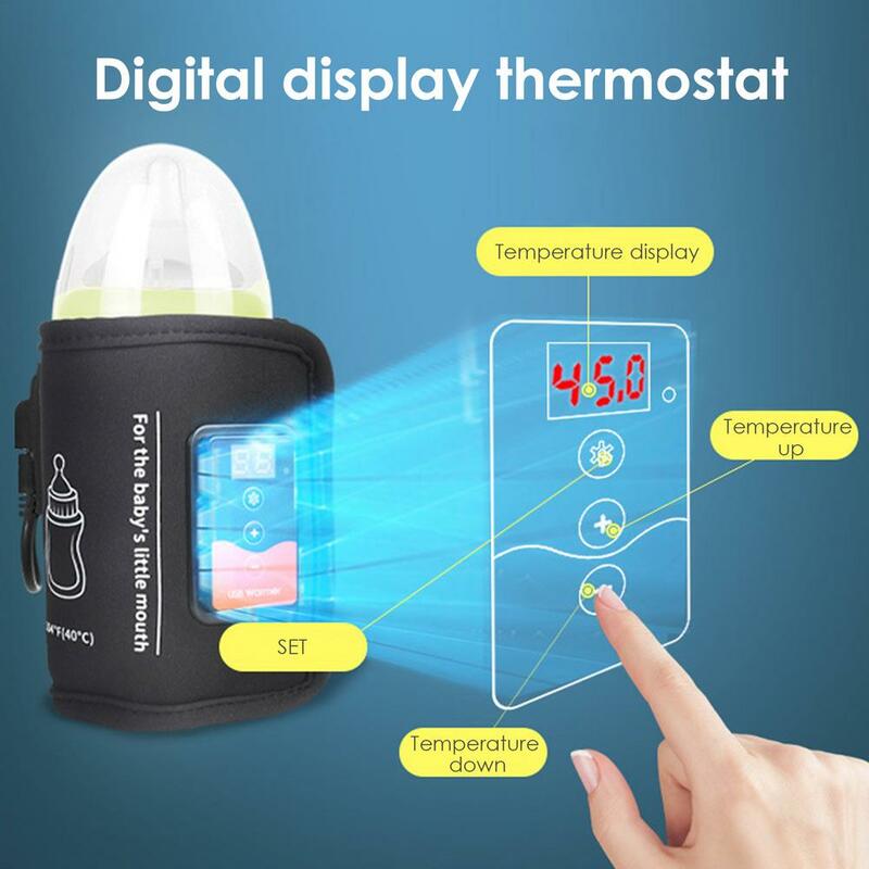 Bolsa calentadora de biberones USB, artefacto de leche caliente de temperatura constante, portátil, inteligente, ajustable, para viajes de bebé