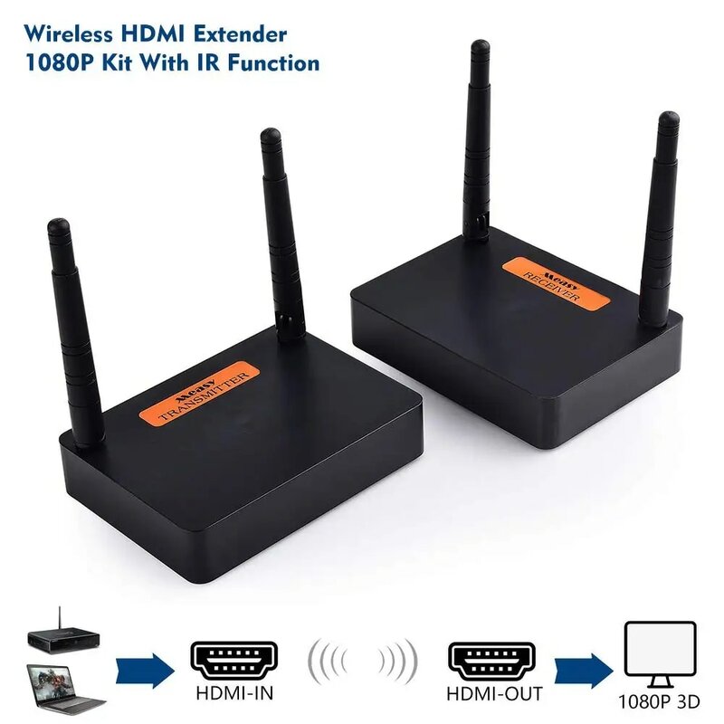 Penerima Pemancar WiFi Nirkabel 200M 2.4GHz/5GHz 1080P Loop-Out Lokal dengan Remote IR Extender Yang Kompatibel dengan HDMI