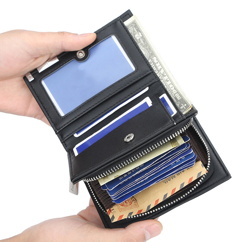 Custom Wallet Men 's Short Casual Zipper Buckle Multifunctional Card Holder DIY Custom Pattern Engraving Picture Photo Wallet