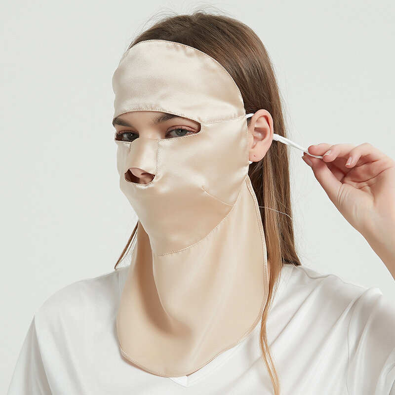 Suyadream mulher máscara de seda 100% de seda natural proteção uv adulto máscara facial para mulher e homem ao ar livre