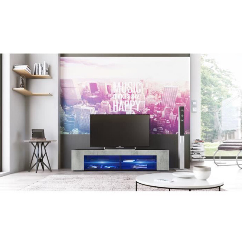 57-дюймовый портативный Съемный ТВ-стенд, два блока, консоль для шкафа, светодиодный светильник, полки для гостиной, доставка США