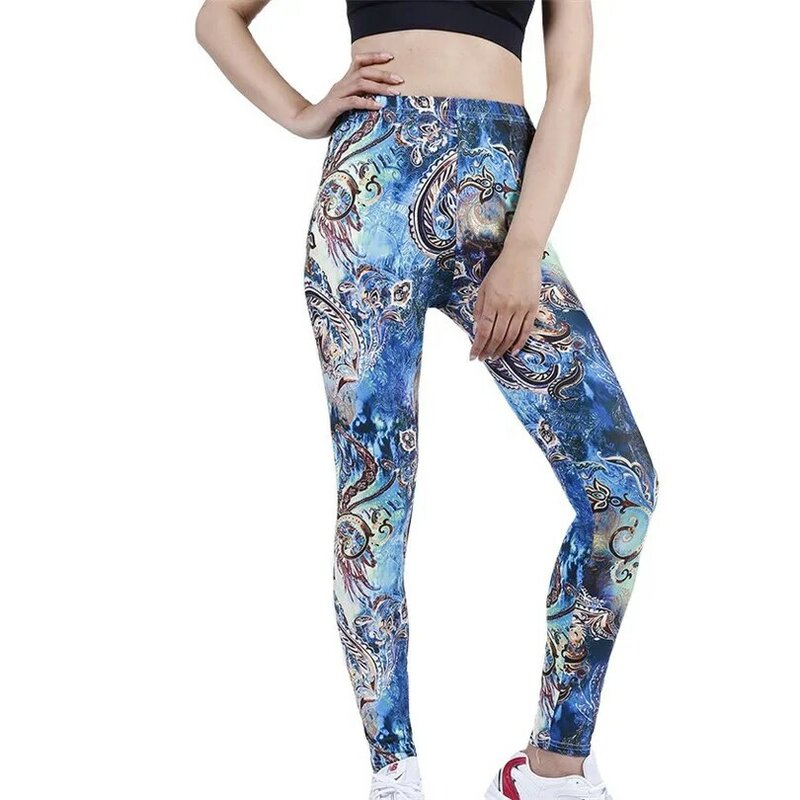 Visnxgi 2022 Push Up Leggings Vrouwen Kleding Fitness Abstracte Blauwe Graffiti Sexy Print Hoge Taille Workout Ademende Onderkant