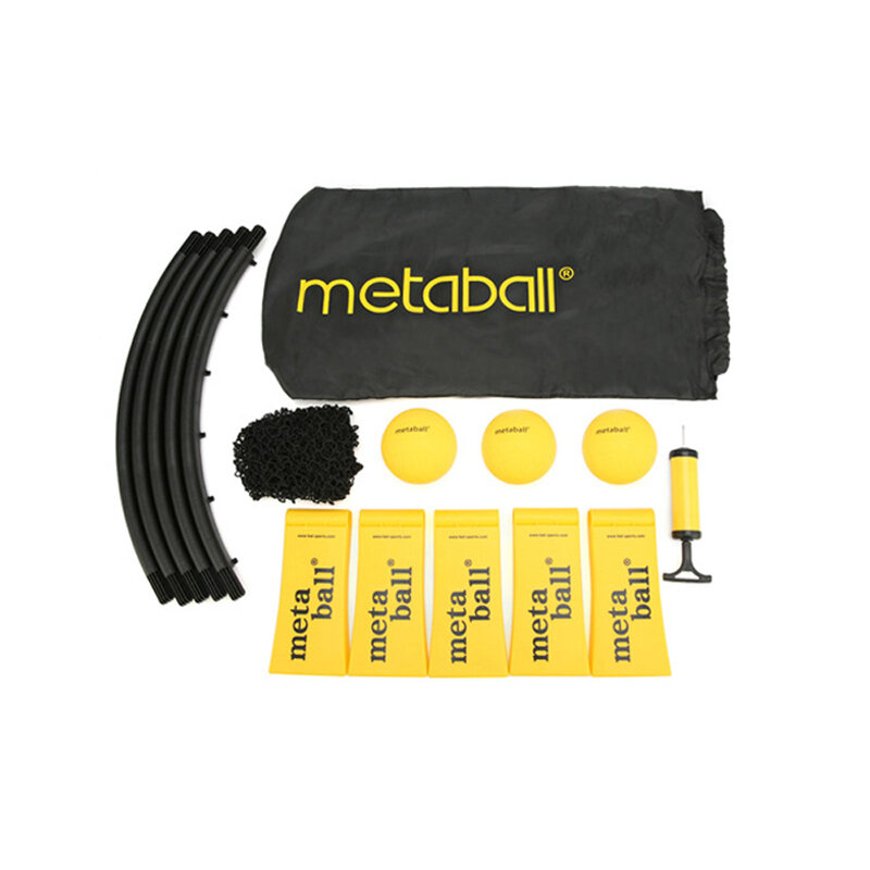 Set Permainan Voli Pantai Mini Peralatan Kebugaran Rumput Olahraga Tim Luar Ruangan dengan 3 Bola Jaring Bola Voli 4 Buah