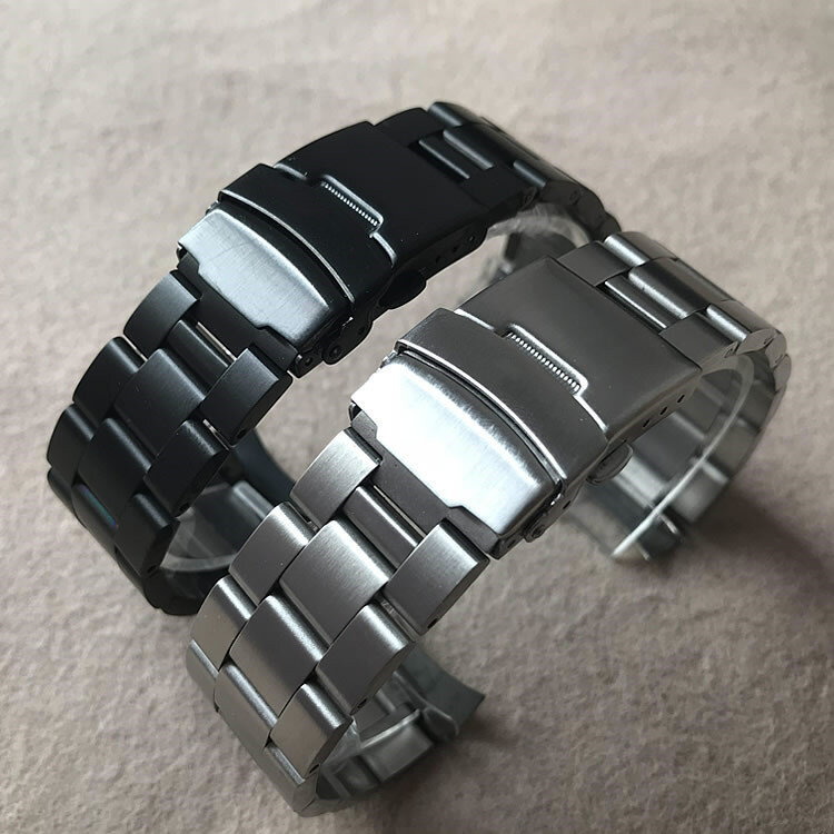 Correia de relógio de aço inoxidável masculino, fivela dobrável, cinto de substituição para Seiko Casio Amazfit, Tissot, cidadão, 20mm, 22mm