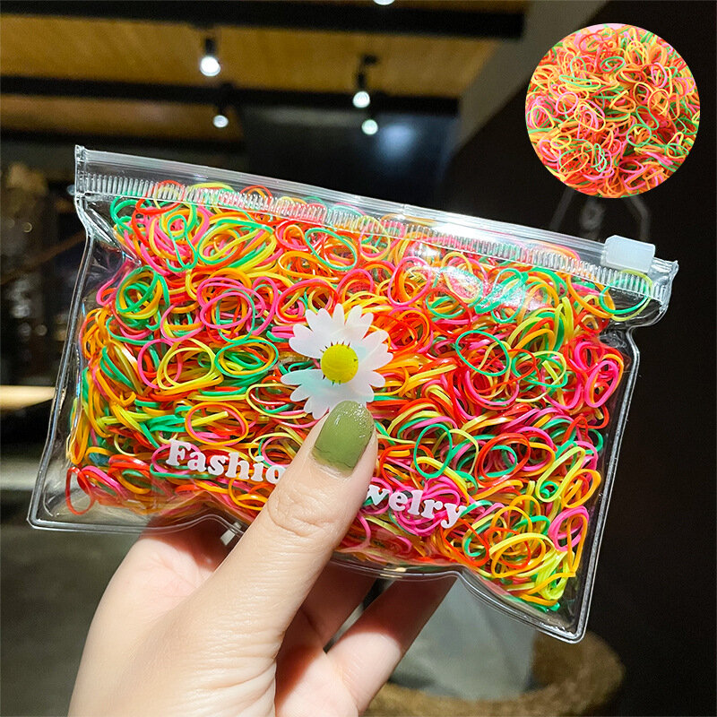 1000pcs/Pack Girls Colorful Small Disposable Rubber Bands Gum for Ponytail Hold Scrunchie Hair Bands Fashion Hair Accessories