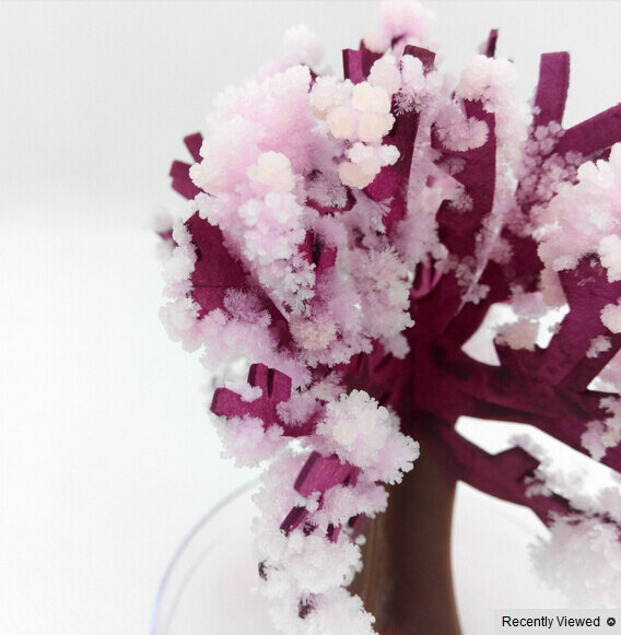 1PC 2021 90x80mm Magically Paper Sakura Crystal Trees Magic Growing Tree Japan Desktop Cherry Blossom Science Toys Novelty Funny