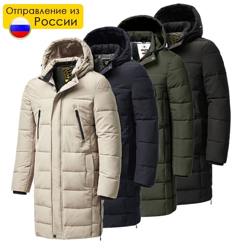 Men 2023 Winter New Plus Long Warm Thick Hood Parkas Jacket Coat Men Autumn Outwear Outfits Classic Windproof Pocket Parka Men