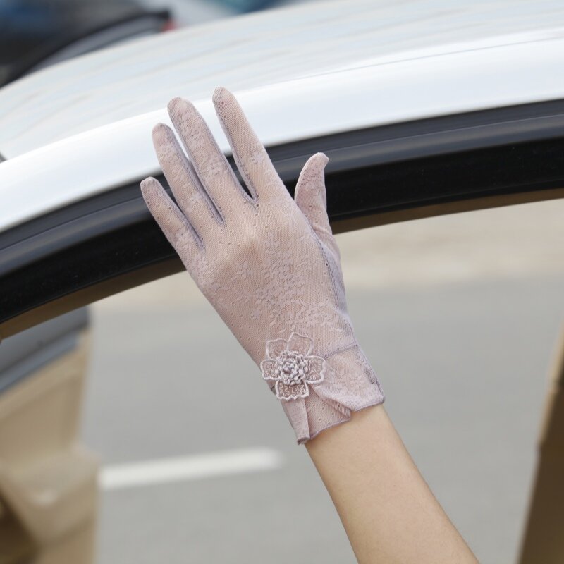 Women UV Sunscreen Short Sun Gloves Summer Fashion Ice Silk Lace Driving Of Thin Touch Screen Lady Gloves hot