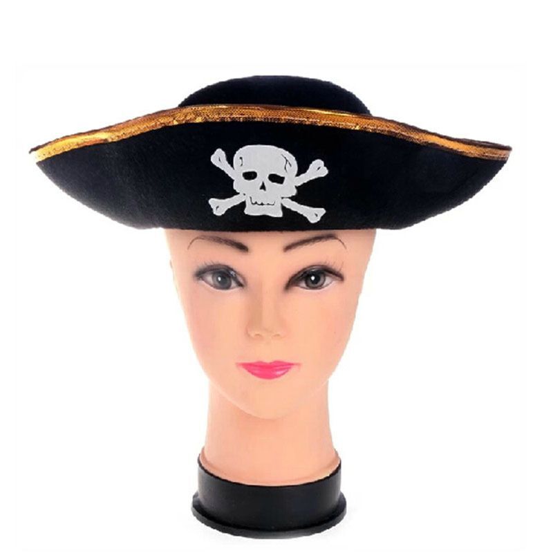 2024 New 12.99x12.99x3.54" Pirate Hat Three Cornered Buccaneer Costume Hat for Kids for Play Costume Supplies Captain Jack Party