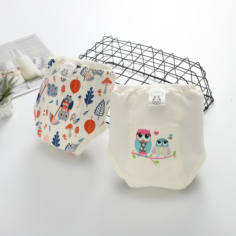 Happyflute-pantalones de entrenamiento impermeables para bebé, pantalones de algodón, transpirables, lavables, 2 unid/set