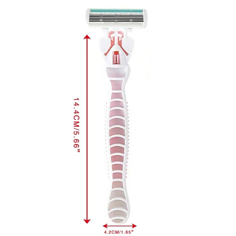 Q1QD Womens 6 Layer Blade Head Shaving Razor with Non-Slip Handle 4 Replacement Cartridge Refills Trimmer Hair Removal Tools