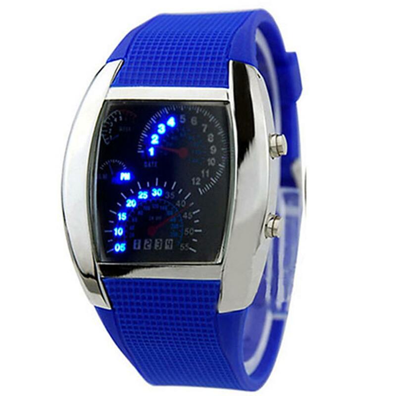 Montre de Sport à la mode pour hommes et femmes, montre-bracelet numérique à motif de tableau de bord LED, reloj hombre, cadeau