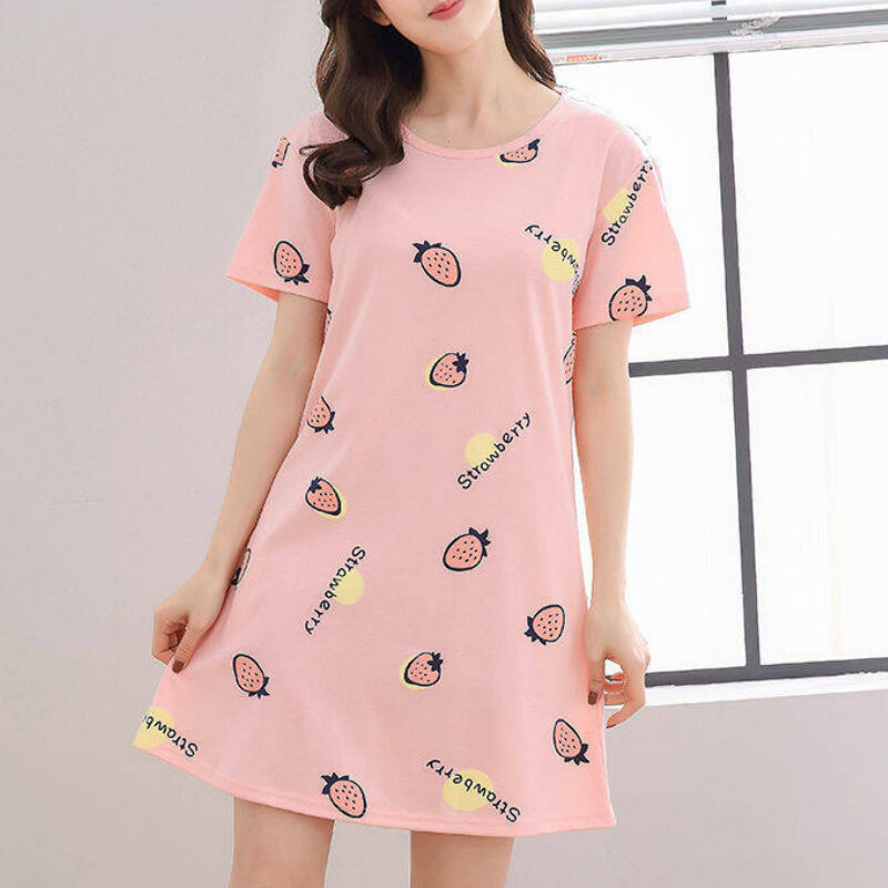 Nightgowns Women Printed Stylish Popular3XL Loose Cartoon Kawaii Korean Style Chic Leisure Nightwear Womens Sweet Sleepshirts