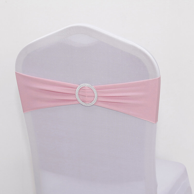 Faixa de spandex de alta qualidade com anel redondo, para decoração de festa de banquete, evento, casamento, faixas de cadeira elásticas