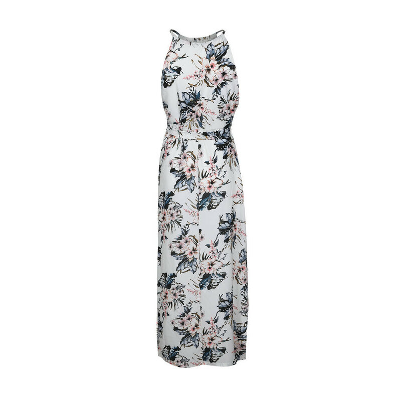 Женское платье с принтом Boho, длинное вечернее Пляжное Платье макси с цветочным принтом, лето 2019