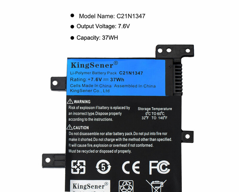 Batterie pour ordinateur portable KingSener C21N1347, 7.6V, 37WH, pour ASUS X554L, X555, X555L, X555LA, X555LD, X555LN, X555MA, 2ICP4/63/134, outils gratuits