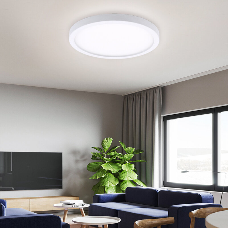 Luz de painel LED circular para decoração doméstica, lâmpada de teto montada na superfície, 6W, 9W, 13W, 18W, 24W, CA 85-265V