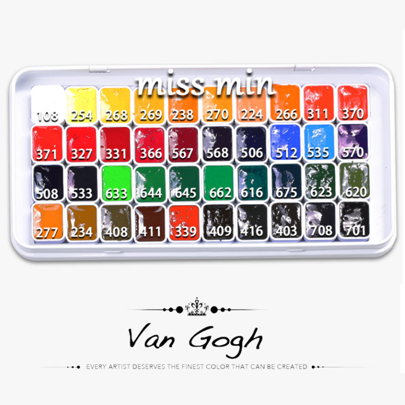 VAN GOGH-Juego de acuarelas hechas a mano, Mini acuarelas de 1ml, 24/40/52 colores, suministros de arte Aquarell