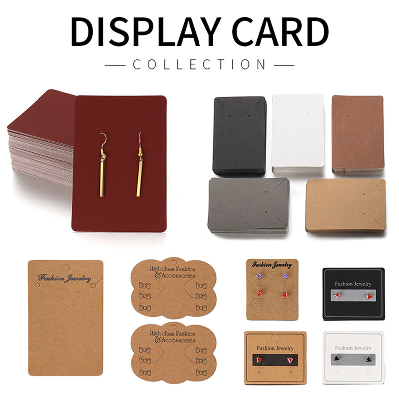 50 teile/los Papier Display Karten Ohrringe Halsketten Lagerung Zubehör Kunststoff Verpackung Taschen für DIY Schmuck Paket Box Karton