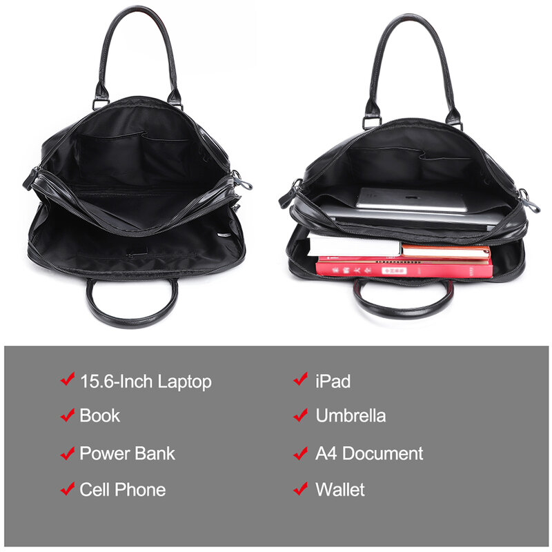 JOYIR-Bolso de negocios de cuero genuino para ordenador portátil, maletines de 15,6 pulgadas, bandolera de oficina, bolsos de hombro para documentos