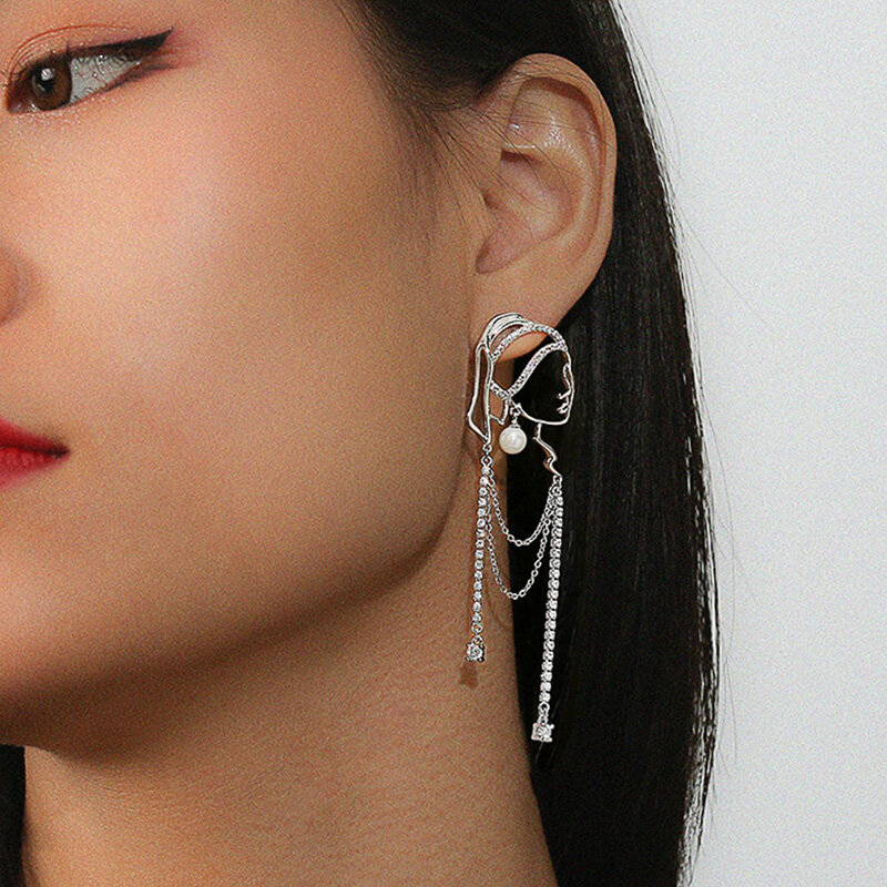 여성을 위한 오리지널 라인 메탈릭 귀걸이, 여성을 위한 진주 귀걸이 골드 및 실버 귀걸이와 아티스트 시리즈 Vermeer 소녀