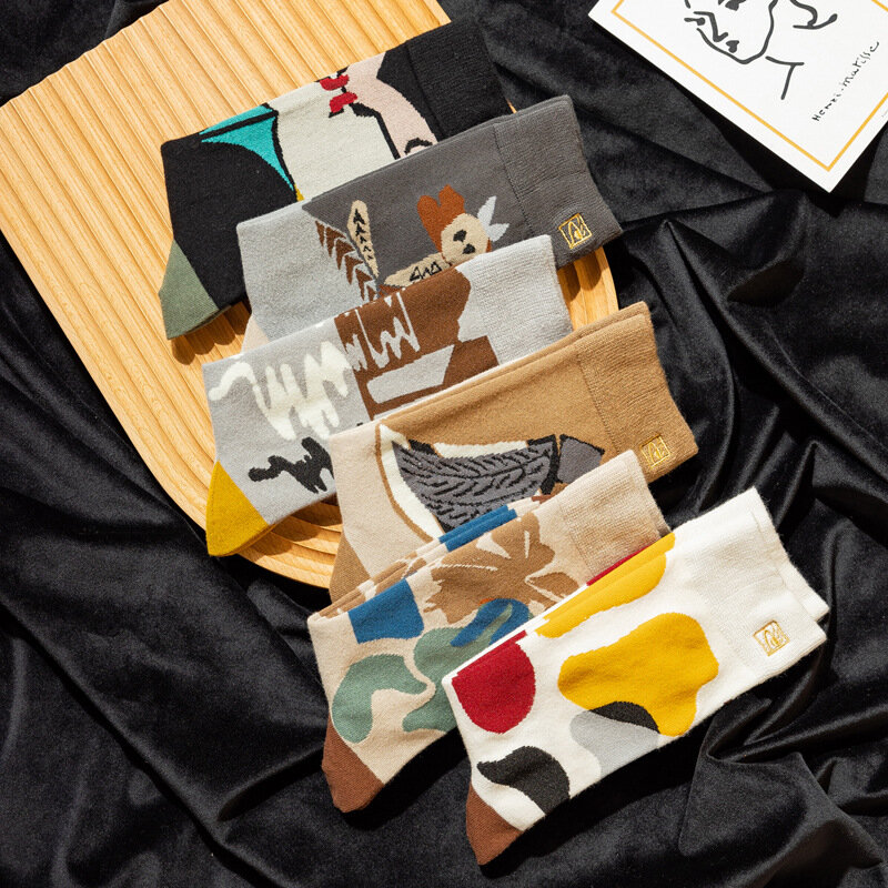 Socken Weibliche Mittleren Rohr Ins Flut Socken Straße 2021 Japanische und Koreanische Version von Baumwolle Kunst Kreative Trend Socken Großhandel