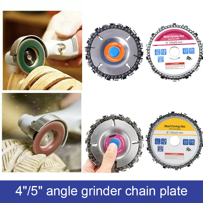 5"Angle 4/5 Inches Wood Carving Disc Grinder Chain Saw for Woodworking 16/22mm Grinder Carving for Use With 4" Or 4-1/2"