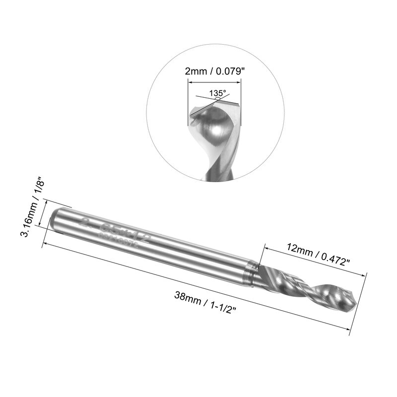 Flauta espiral do carboneto de tungstênio de uxcell 1/8 "placa de circuito da pata pcb broca 8 pces